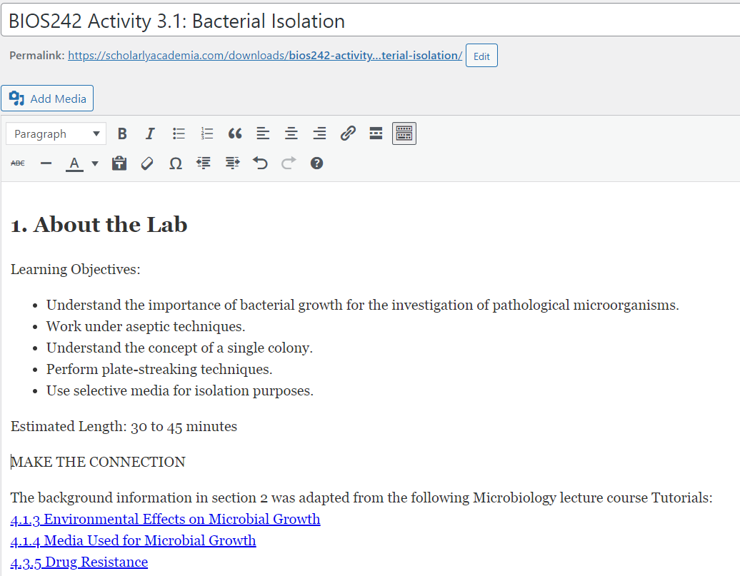 [SOLVED] SCIE1046 Activity 3.1: Bacterial Isolation