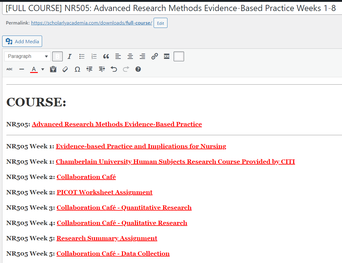 [FULL COURSE] NR505: Advanced Research Methods Evidence-Based Practice ...